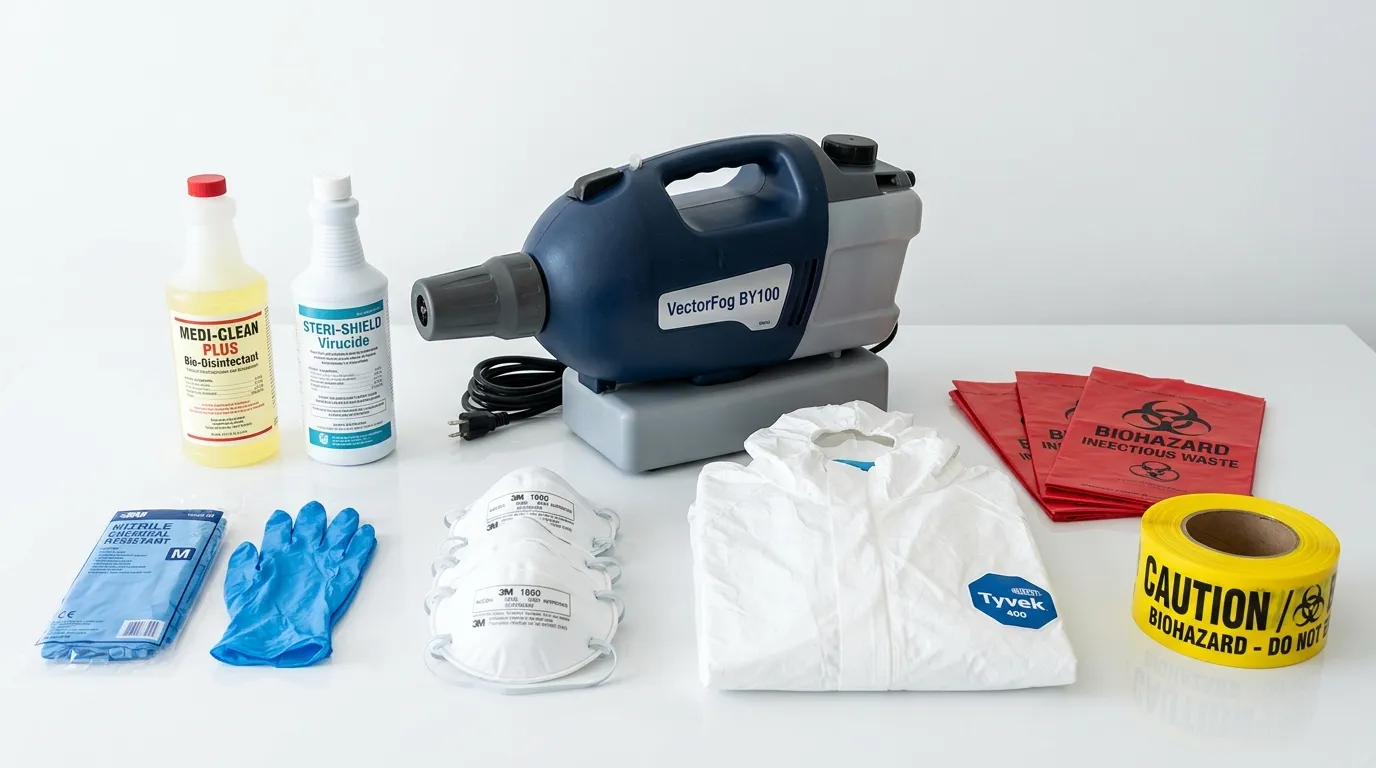 Professional biohazard remediation crew working in Montvale